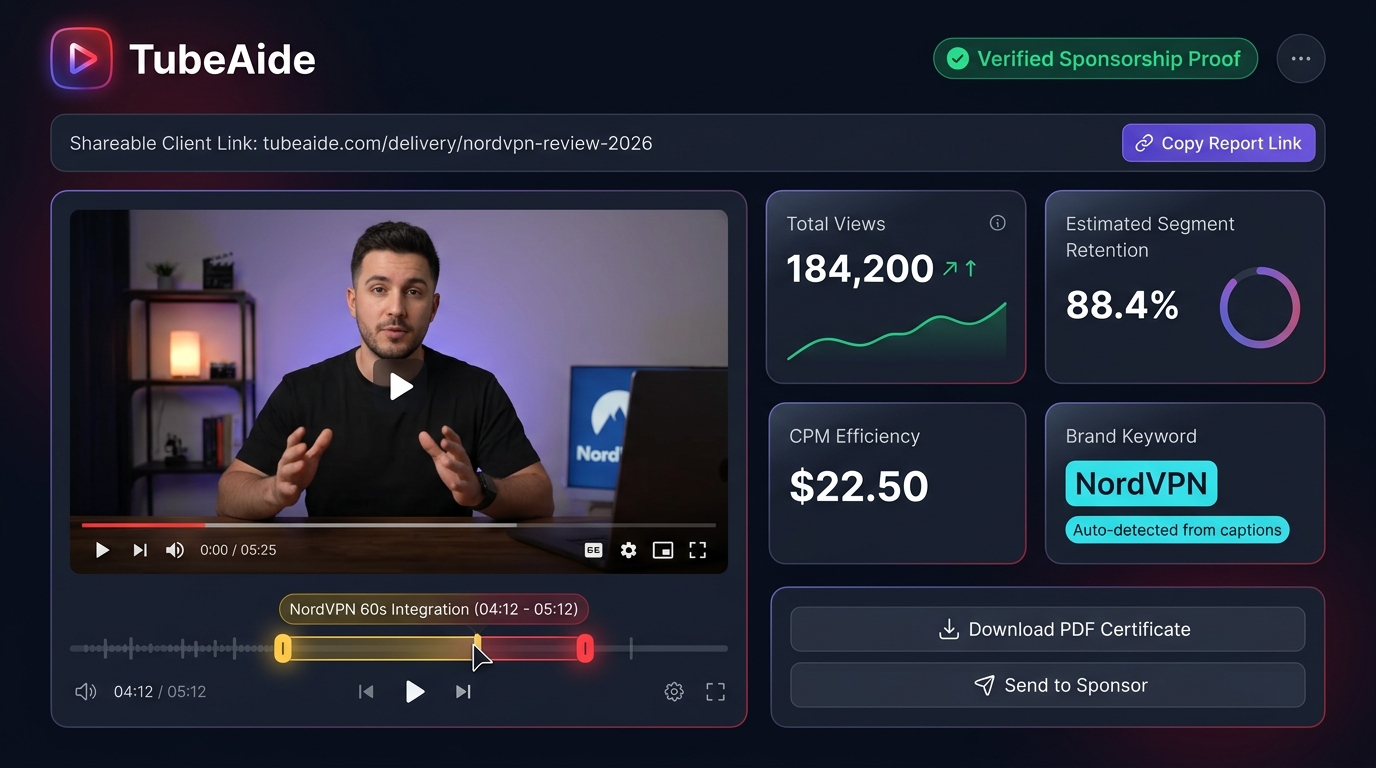 TubeAide Verified Sponsorship Delivery Portal
